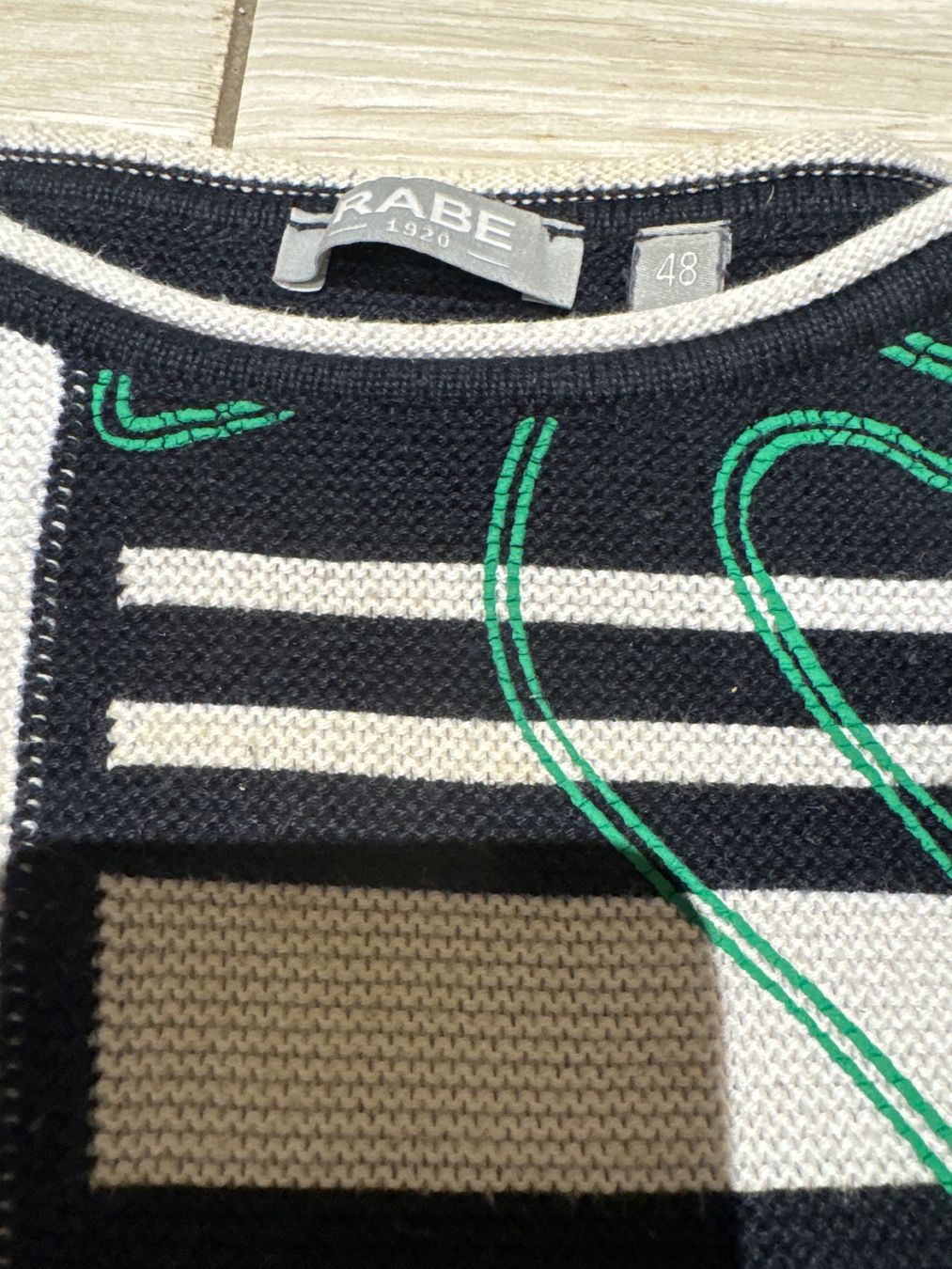 Rabe Maglioni & Felpe: Rabe Strickpullover, schwarz-weiss gestreift, Gr 48 – Usato da Gelterkinden venduto da Biene8 3