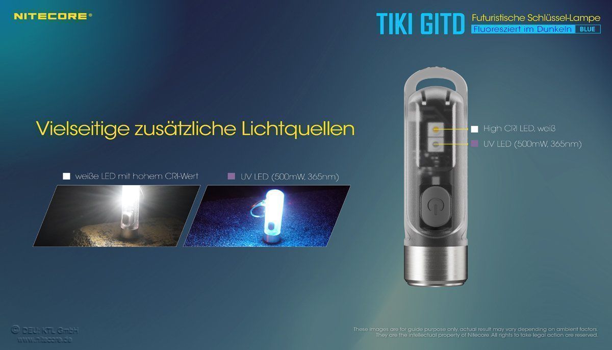 NiteCore Lampen: Nitecore TIKI GITD Blue-Glow in the dark – Neu und originalverpackt aus Grüningen von Prolumin 4
