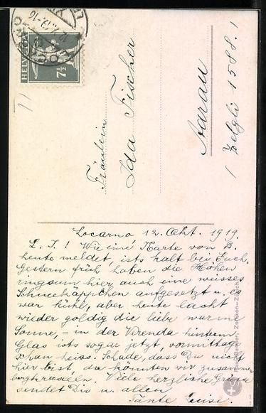 Cartoline postali: AK Brissago, Chiesa e Cipressi, 1919 – Usato da Berlin venduto da bartko-reher 1