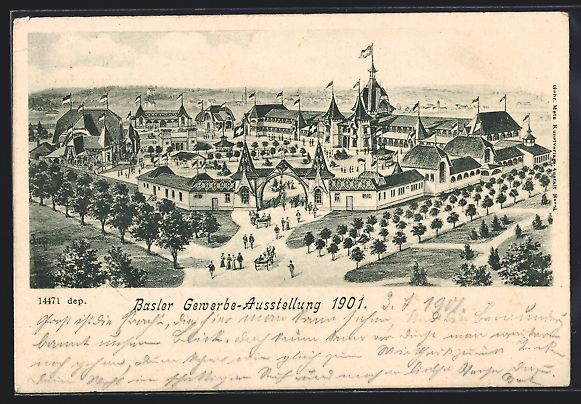 Cartoline postali: Litho Basel, Gewerbe-Ausstellung 1901, A – Usato da Berlin venduto da bartko-reher