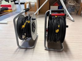 Lot 11 câbles XLR  80 mètres + 2 enrouleurs
