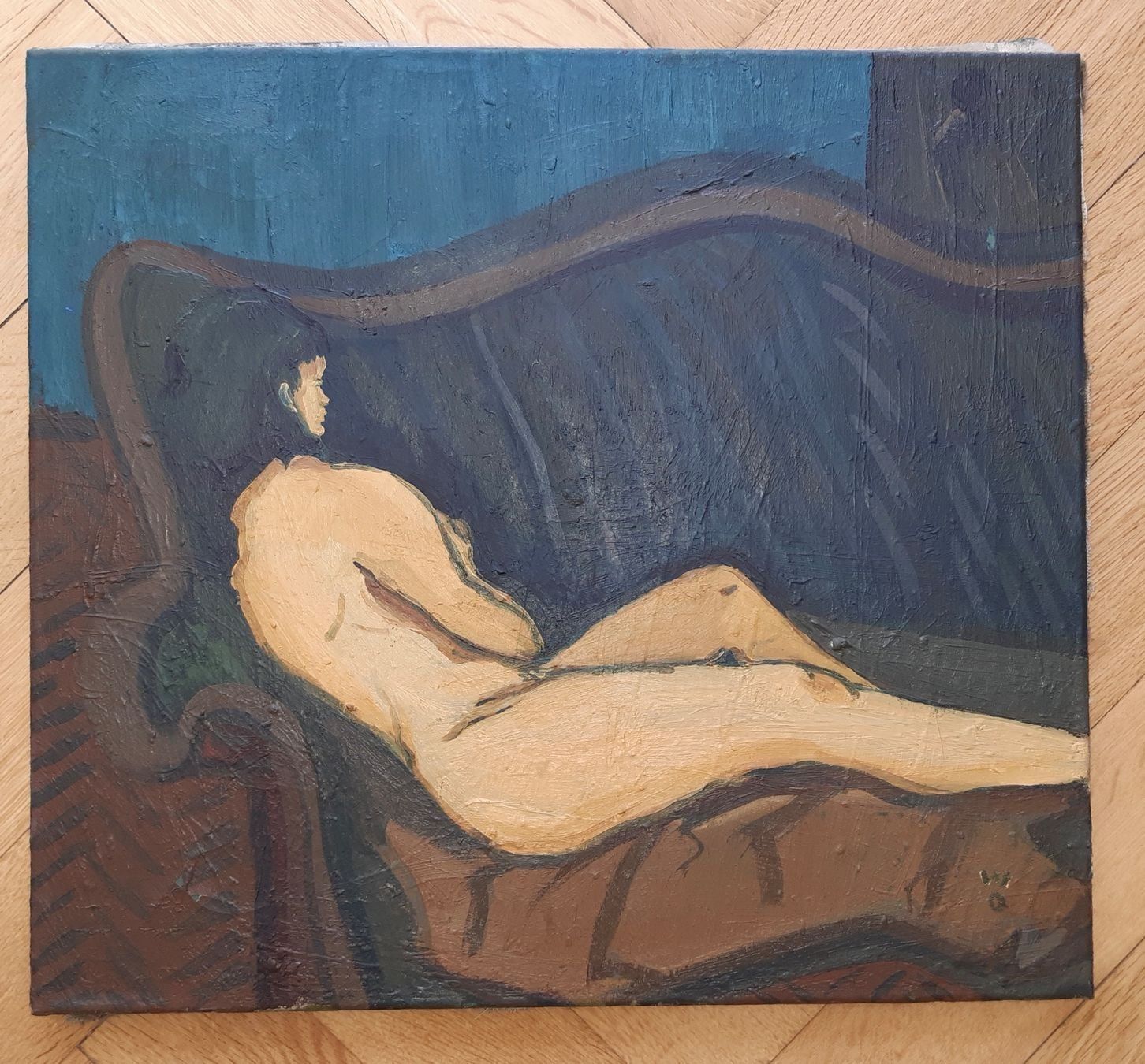 Dipinti: Willi Oppliger 1958 Titel: Akt auf Sofa – Usato da Basel venduto da Kaffee_und_Kunst 1