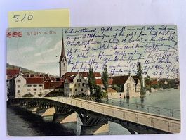 alte Ansichtskarte Stein a. Rh. Brücke mit Stadtansicht 1908