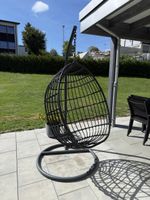 Hängesessel Rattanstil Metallgestell schwarz gebraucht