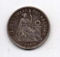 (1686) Peru, 1866,⅟₅ Sol, ss, Silber