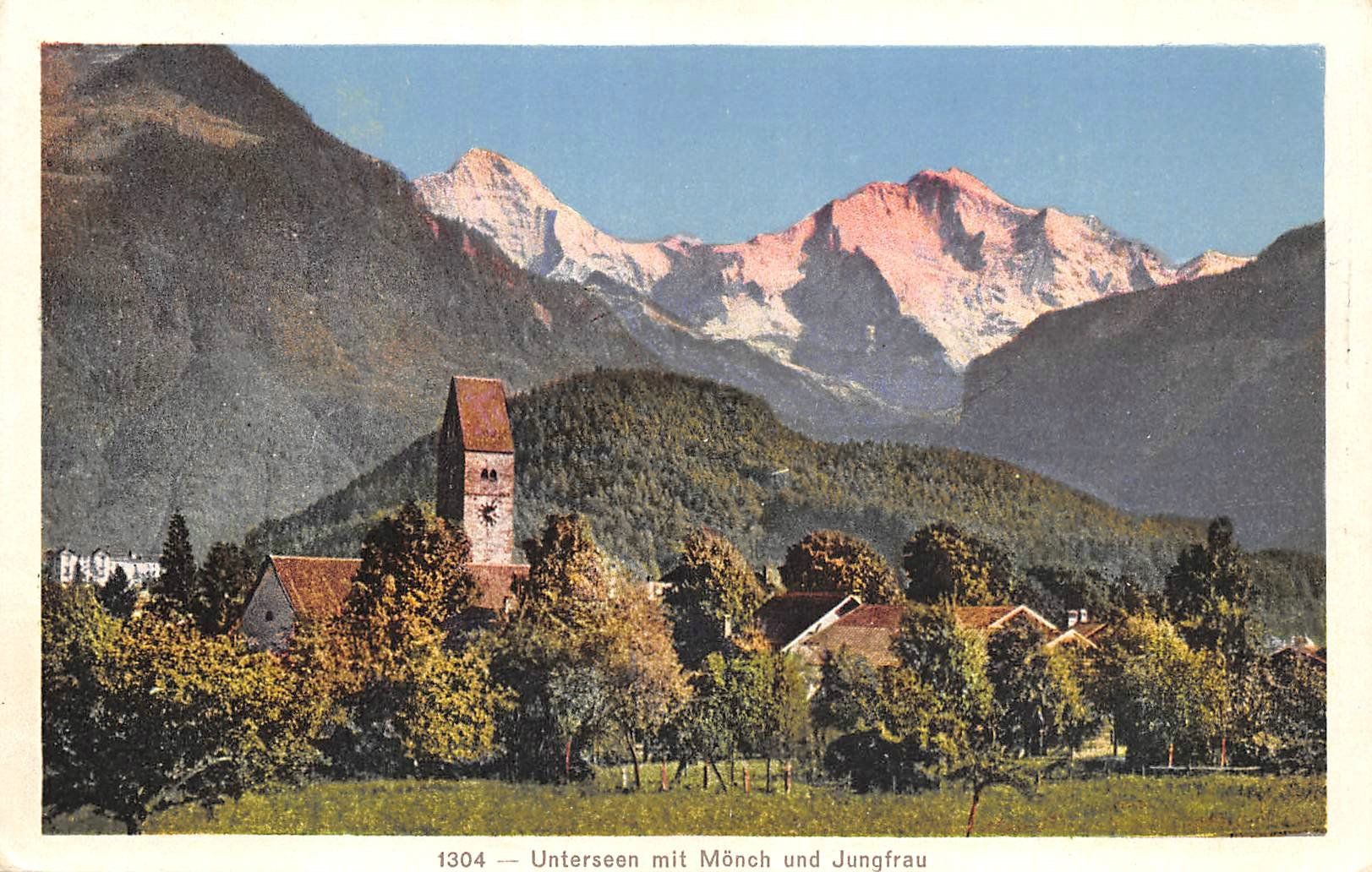 Cartoline postali: Unterseen – Usato da Ottikon b.Kemptth. venduto da Neptun1974