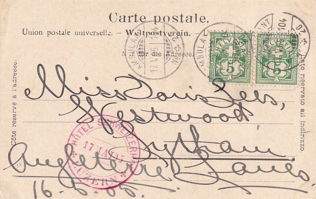 Ansichtskarten: AK Pilatusbahn (Wolfortsviaduct) NW nach England 1905 – Gebraucht aus Baar von Asmara111 1