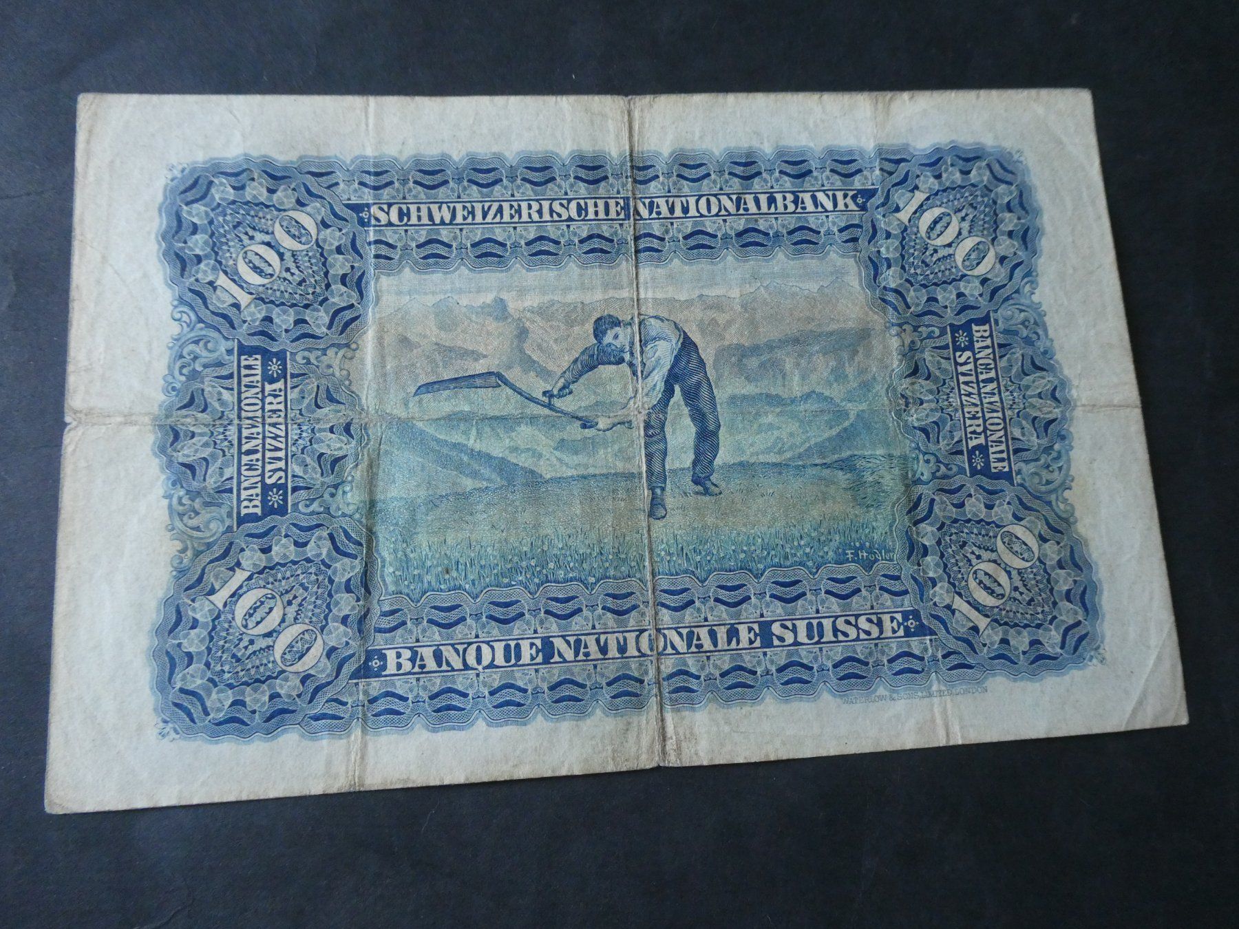 Banconote: Schweiz 1931, 100 Franken – Usato da Hinterforst venduto da Rohusri 1