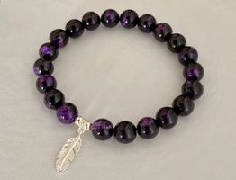 Edelstein Armband Charoit 8mm mit Silber auf Mass