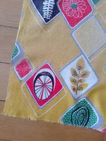 Vintage Stoff 60er Jahre Baumwolle gelb Muster 0.95 x 1.16 m