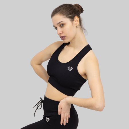 Sport BH Damen Nahtlos Fitness Komfort Schwarz XXL YAKWARY