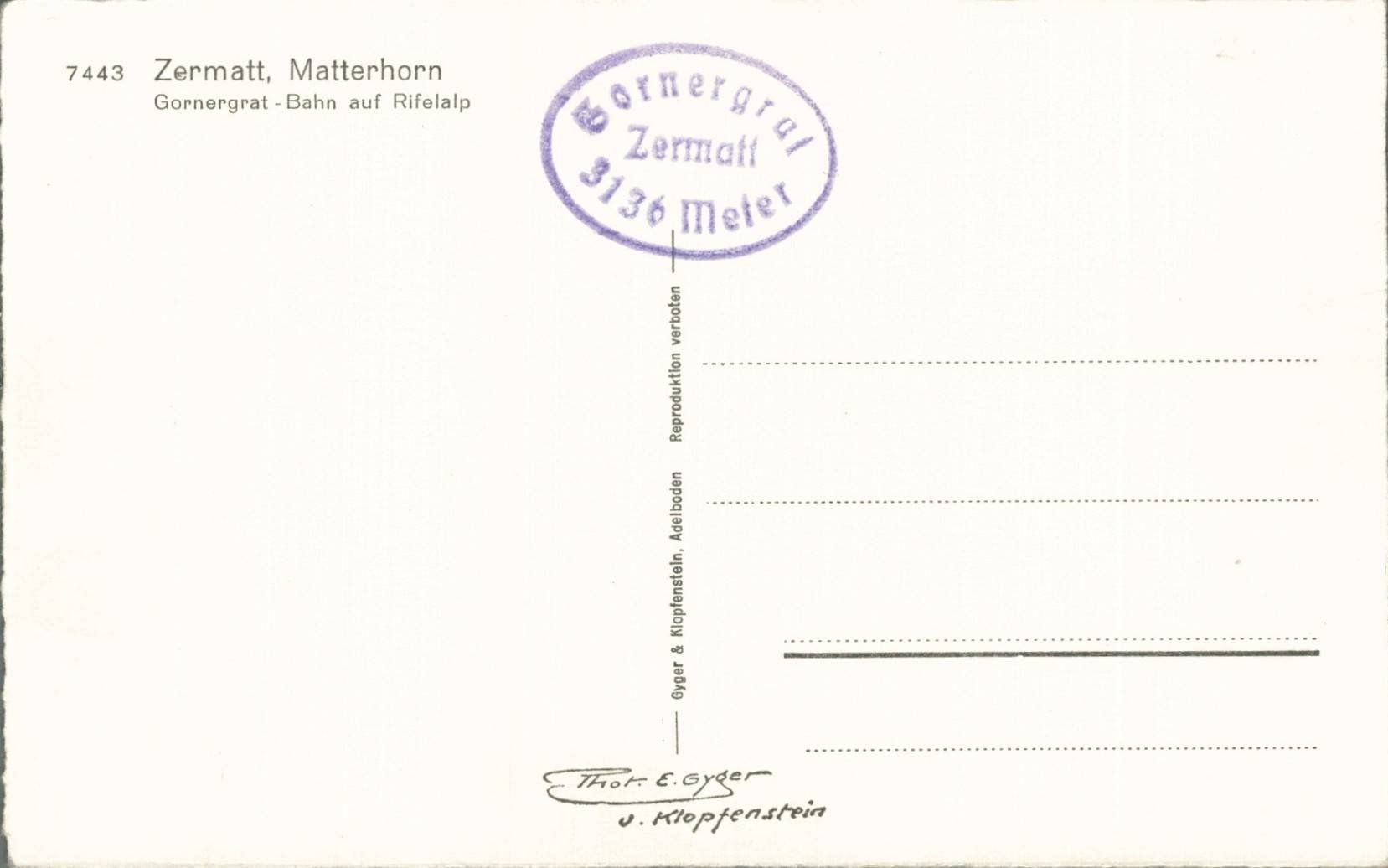 Cartoline postali: Ansichtskarte Gornergrat Bahn Zermatt Matterhorn – Usato da Luzern venduto da Kartenansicht 1