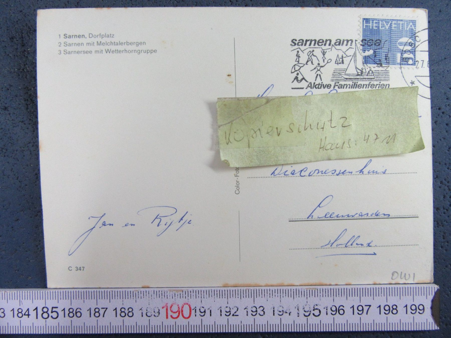 Cartoline postali: SARNEN AK ONW – Usato da Ettingen venduto da Hausi4711 1