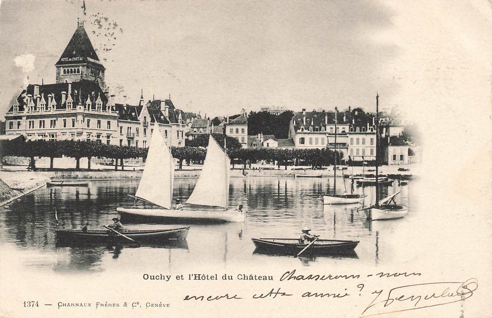 Cartoline postali: Ouchy hotel du château barche Schiffe – Usato da Biasca venduto da Blenio71