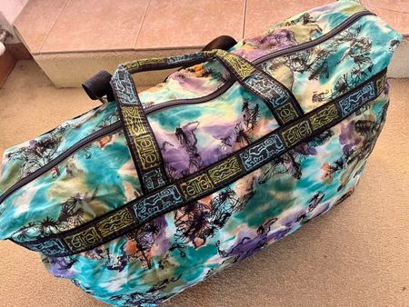 grosse vintage Sport-/Reisetasche, bunt gemustert, „etirel“
