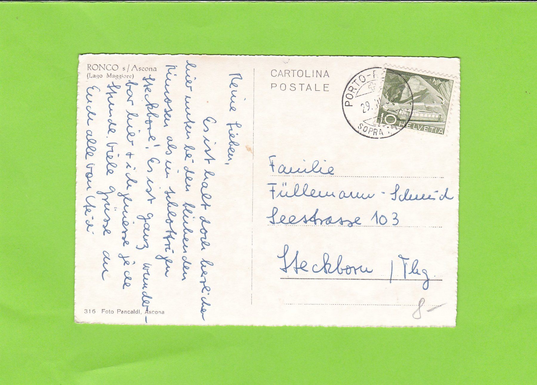 Cartoline postali: Ronco s/Ascona – Usato da St. Peterzell venduto da neckertal 1