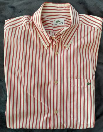 Chemise Lacoste rayée rouge et blanche - Taille 40