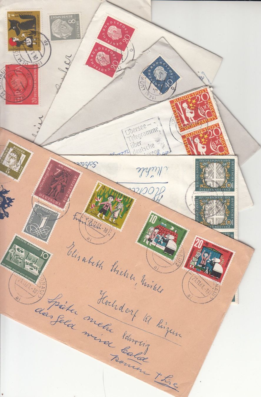 Tutti i francobolli: BRD 1959 - 1961, 6 Briefe – Usato da Bürglen TG venduto da StampGraf