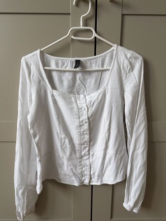 Weisse Bluse mit Knöpfen, Langarm, XS