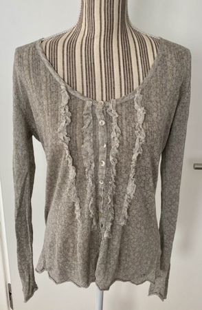Gilet Nile 100% lin gris col volanté taille L