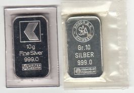 Lot -- 2 x 10 Gramm Silberbarren
