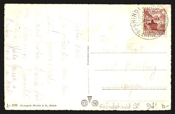 Cartoline postali: AK Grindelwald, Bahnhof im Schnee, 1947 – Usato da Berlin venduto da bartko-reher 1