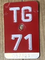 TG 71 - VELONUMMER - FAHRRADSCHILD - PLAQUE DE VELO - TG 71