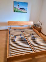 Doppelbett aus massivem Buchenholz