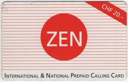 20 CHF ZEN - seltene Schweizer Prepaid Telefonkarte