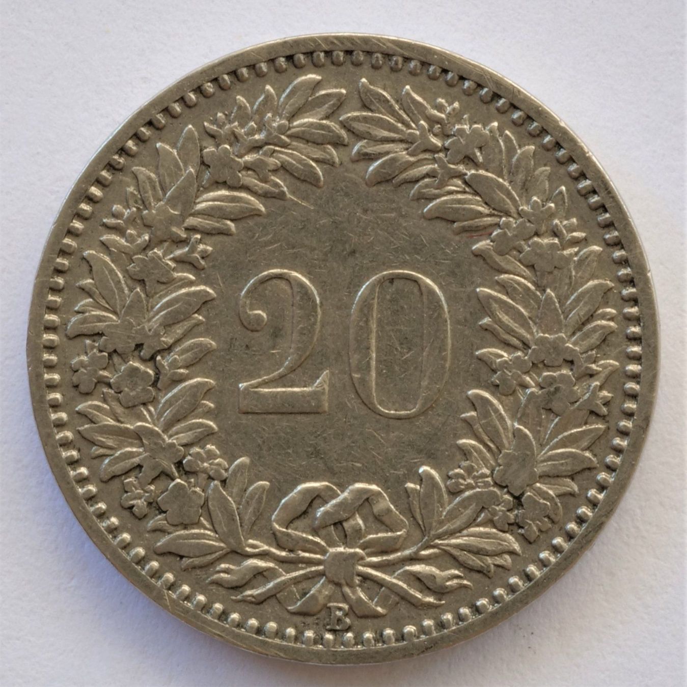 Tutti le monete: Schweiz / Suisse - 20 Rappen - 1896 - XF – Usato da Rotkreuz venduto da Swiss-Coins 1
