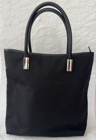 Gucci Shopper Tasche Nylon schwarz Lederelemente