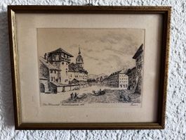 Alte Ansicht Holzmarkt Waisenhausplatz Bern 1814