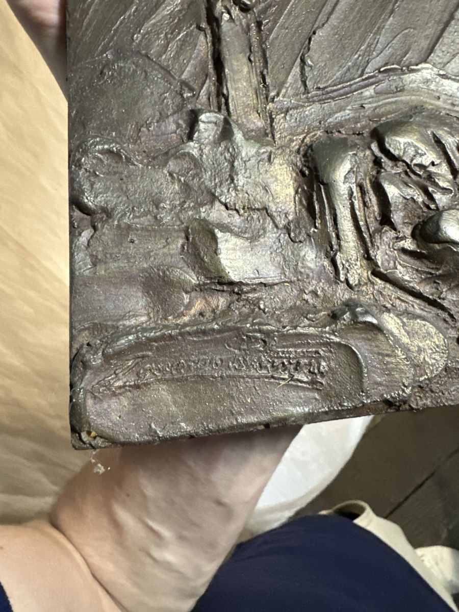 Sculture & Statue: Bas relief bronze, crucifixion passion – Usato da Genève venduto da GenevasWunderkammer 4