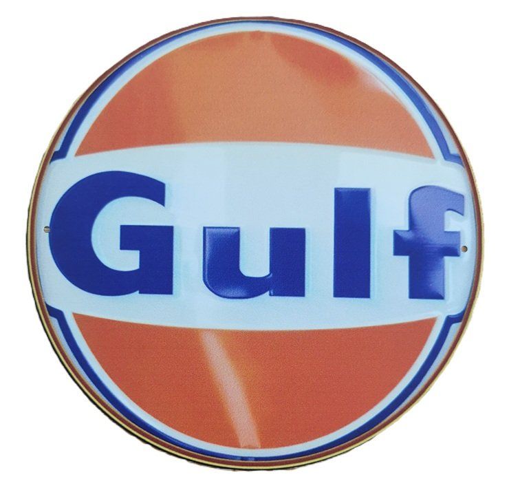 Gulf Oil Insegne: GULF -   Blechschild  (neu/OVP) – Nuovo e nell'imballaggio originale da Wilen b. Wollerau venduto da morethanmusic