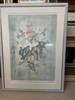 Alban Welti, Lithographie Tauben mit Uhr