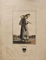 Fribourg Tracht und Ansicht um 1820