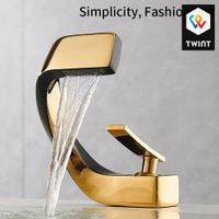 Robinet de salle de bain design moderne or/noir - neuf 48