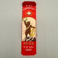Antiker Seidenbändel Sängerfest Bern 1899 Bestickt