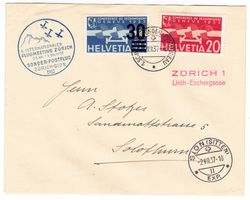 lettre du Vol Zurich-Sion du 1 et 2 VIII.37 SF 37.3d.7