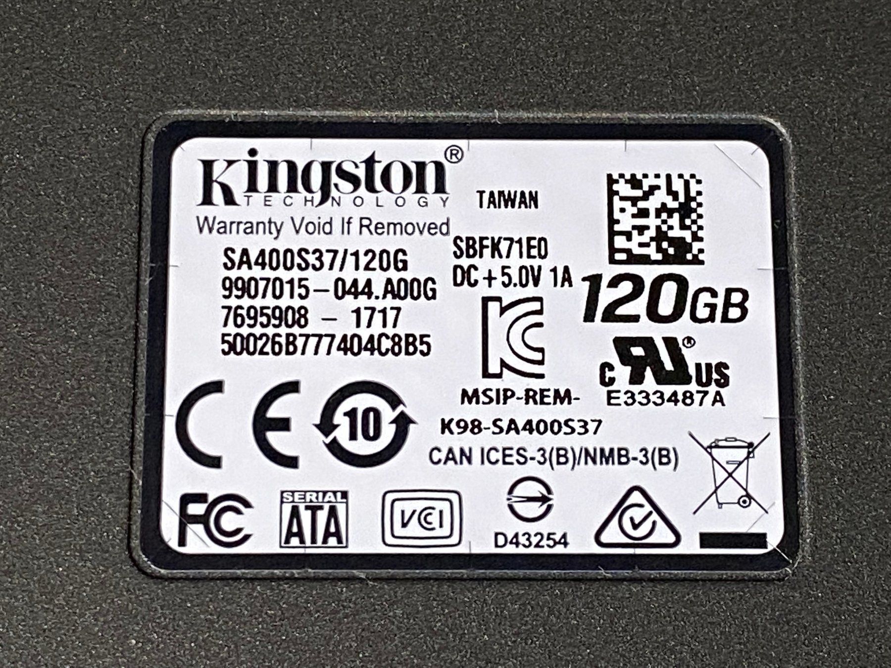 Kingston Harddisks: Kingston 120GB SSD Harddisk (37) – Gebraucht aus Langwiesen von Restposten-24 4