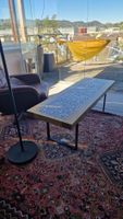 Couchtisch Holz mit Mosaik Metallbeine