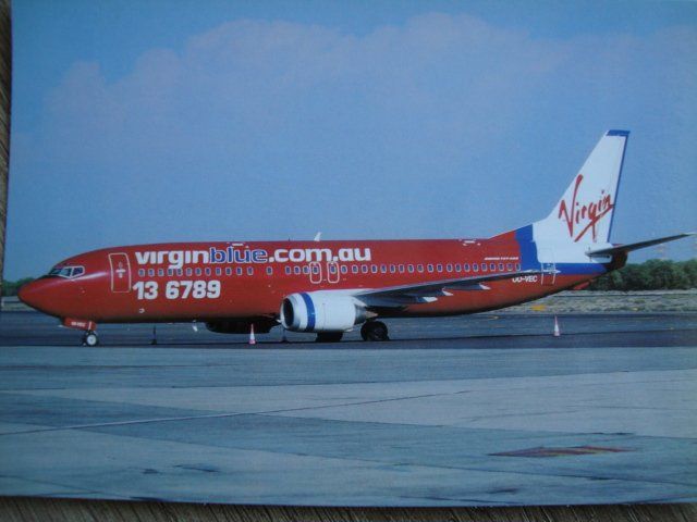 Cartoline postali: Virgin Blue Airlines Boeing 373-46M OO-VEC – Nuovo e nell'imballaggio originale da Thun venduto da Abigboss