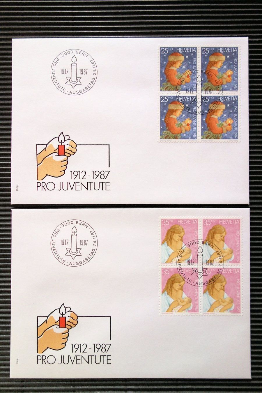 Tutti i francobolli: 1987 5 FDC Viererblöcke Entwicklung Kind – Nuovo (secondo la descrizione) da Mettmenstetten venduto da Sutasso 1