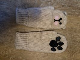 Strickhandschuhe Bär Design beige für Kinder guter Zustand