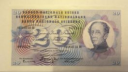 Suisse – 20 Francs 1961 – Série 31H – Ancien billet –