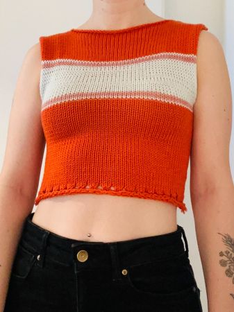 Crop top tricoté à la main - Taille S
