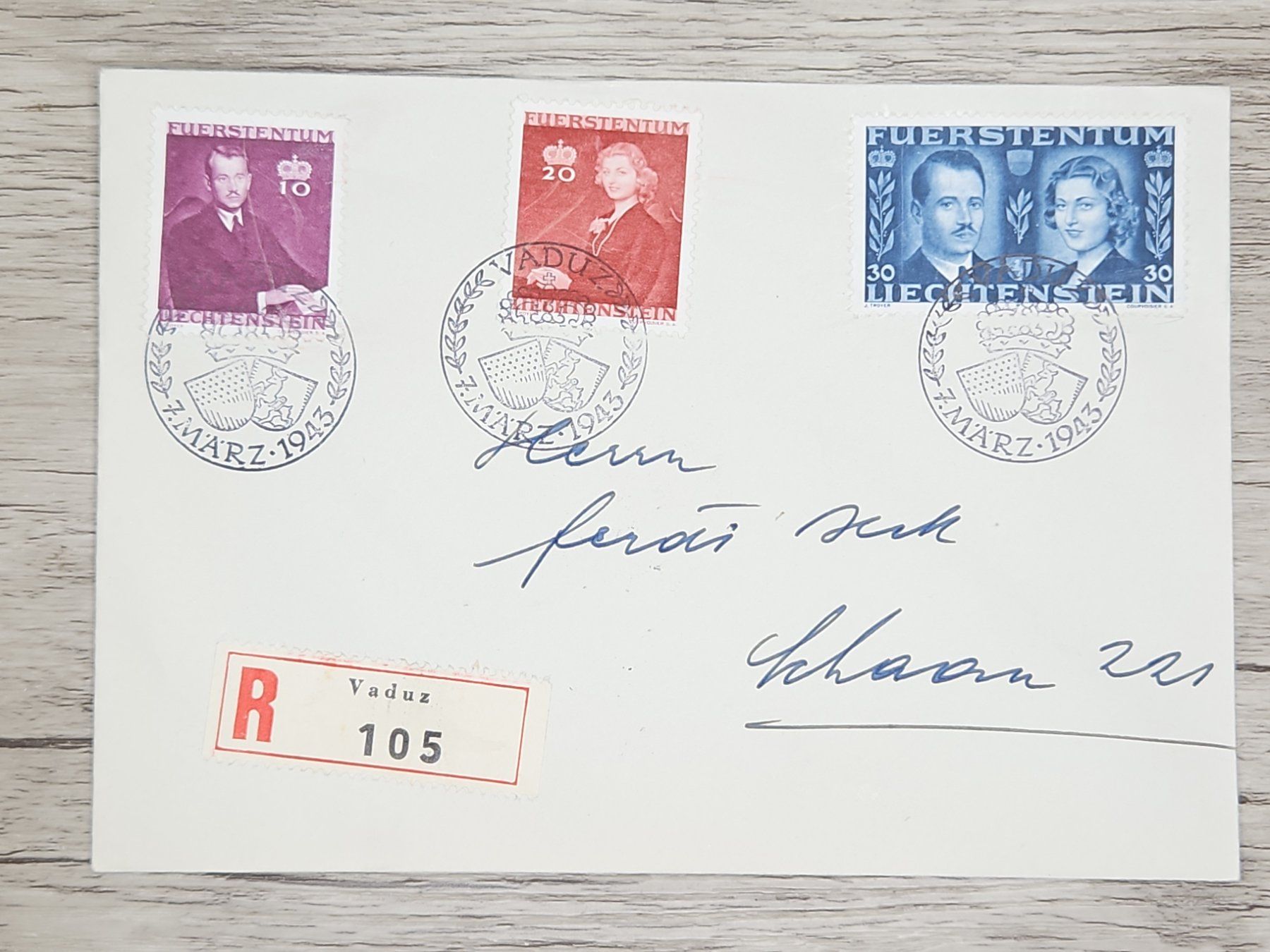 Tutti i francobolli: CL17 Enveloppe + Timbre Liechtenstein 1943 – Usato da Cousset venduto da Patrick_Collections