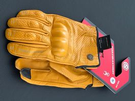 Motorrad Lederhandschuhe Sommer, Beige, perforiert, Gr.M-S