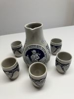 Steingut Krug mit 6 Becher Weintraubenmotiv guter Zustand