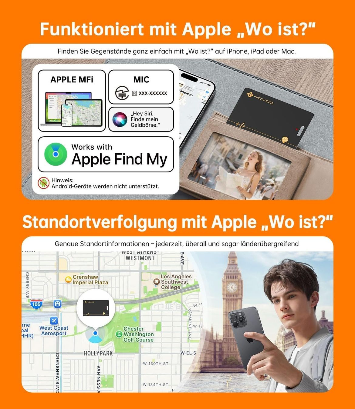 GPS & Strumenti di misurazione: Wallet Tracker Karte 2er Set Find My iOS Bluetooth – Nuovo e nell'imballaggio originale da Suhr venduto da SchnapperCH 6